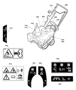 Decals Group Diagram and Parts List for SS22E (1695904)(2010) Briggs and Stratton Snow Blower